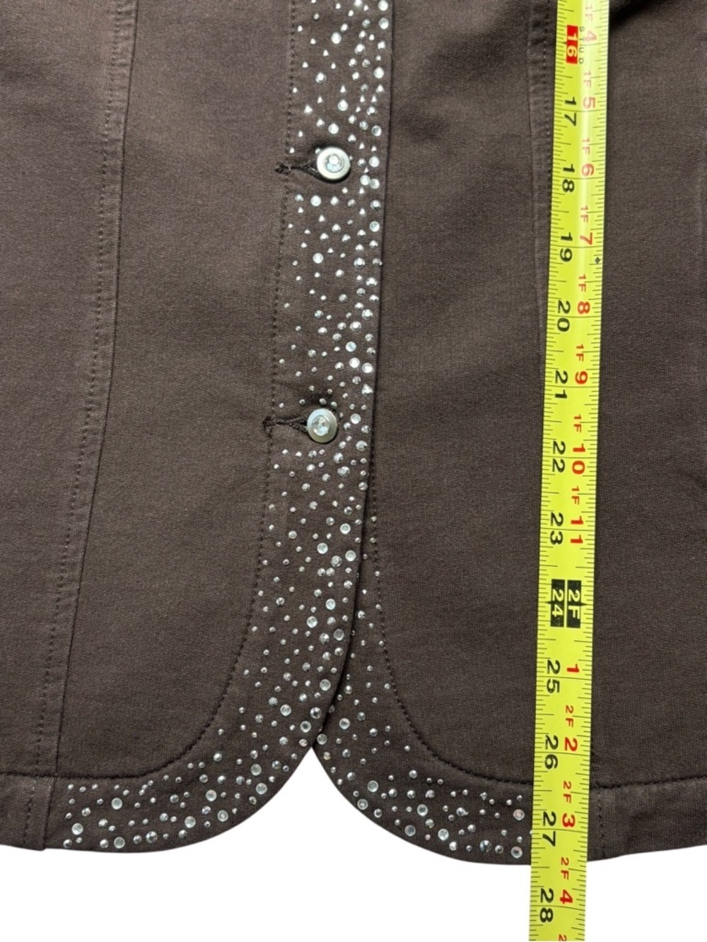 NWT Quacker Factory Brown Sparkle & Shine Rhinestone Twill Vest • Size Medium - Picture 6 of 10